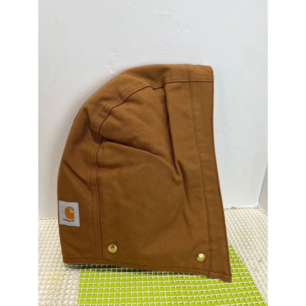 Carhartt Brown Duck Canvas Snap On Replacement Hood Quilt Lined Brown